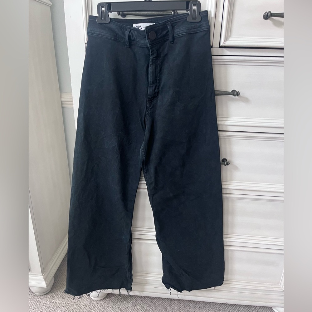 Zara Black Flare Wide Leg Jeans